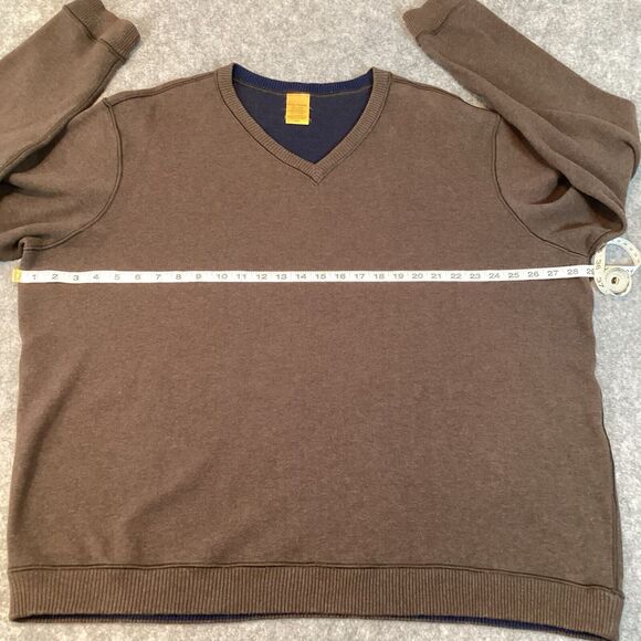 Tailor Vintage Sweater Mens XXL  Brown Blue Pullover Reversible V-Neck Cotton - Picture 6 of 9